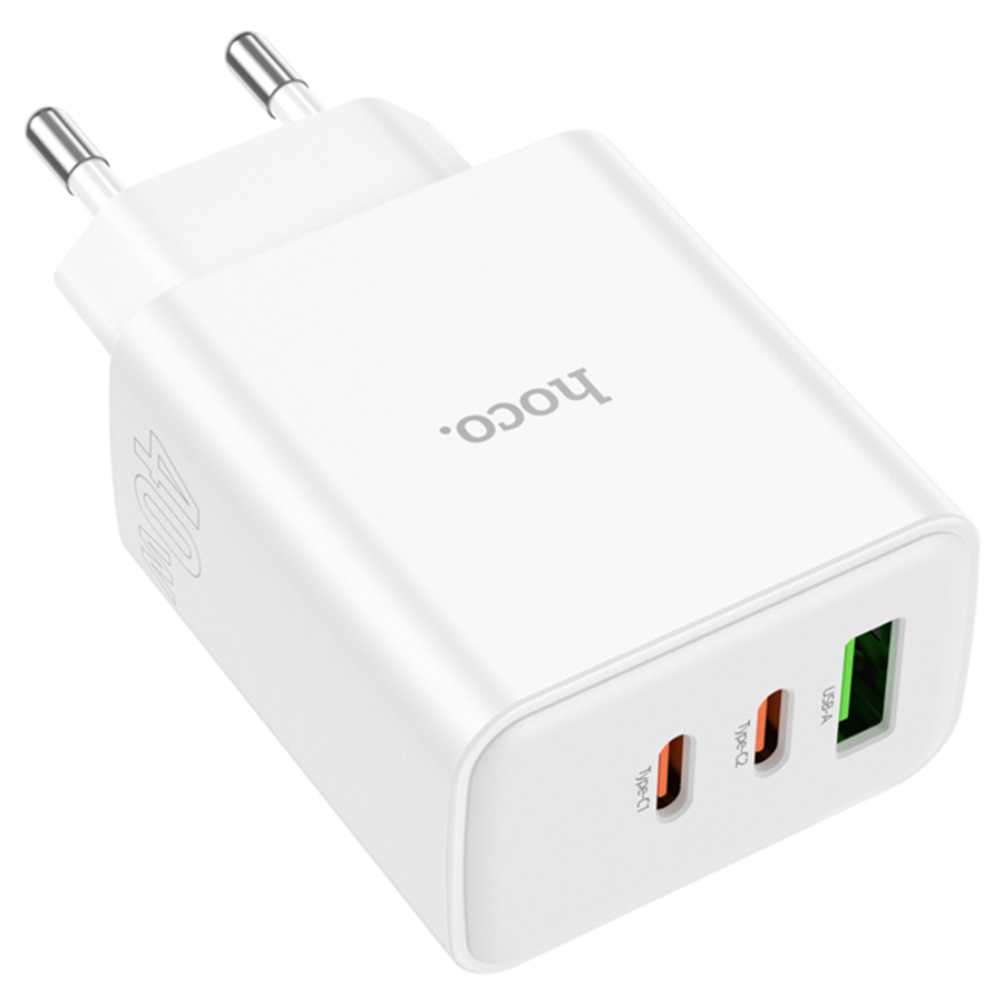 Сетевое зарядное устройство HOCO C126A Pure power 1xUSB + 2xUSB-C, 40W, белый фото