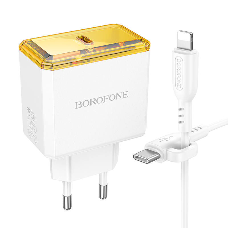 Сетевое зарядное устройство BOROFONE BAS31A Treasure 1xUSB-C с Кабелем Type-C - Lightning, 35W, белый фото
