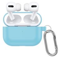 Чехол силиконовый с карабином для Airpods Pro 2, небесно-синий (2) фото