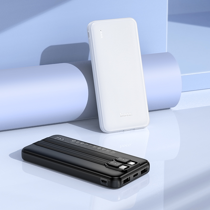 Портативный аккумулятор HOCO J118 Speed, встроенный кабель Lightning + Type-C, 10000 мА⋅ч, черный фото