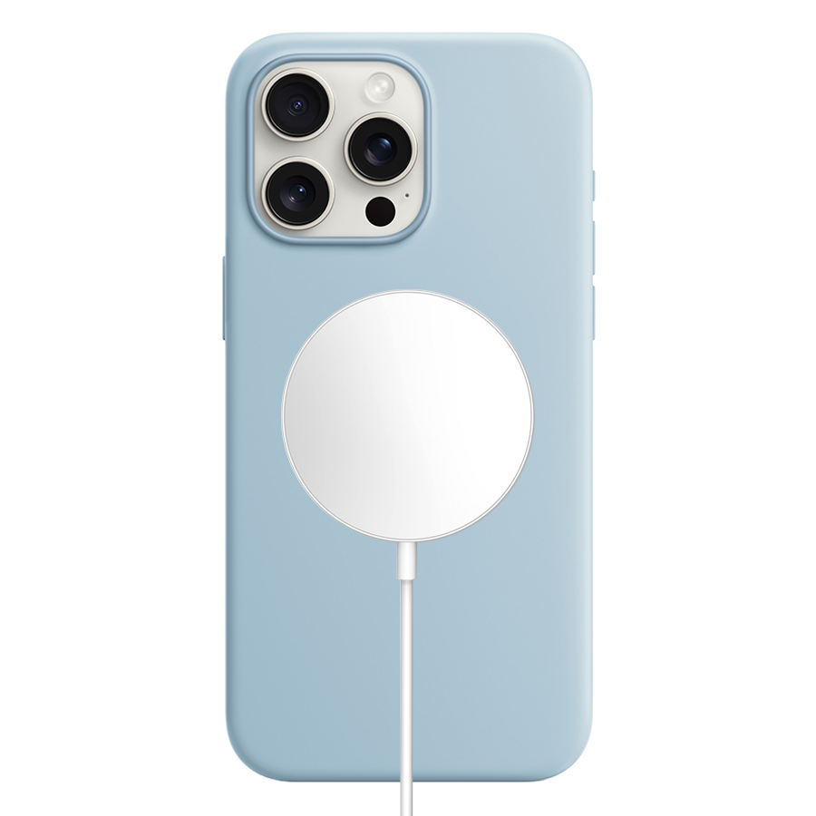 Чехол Silicone Case with MagSafe и Анимация цвета для iPhone 15 Pro Max 6.7", облачно-синий Light Blue (10) фото