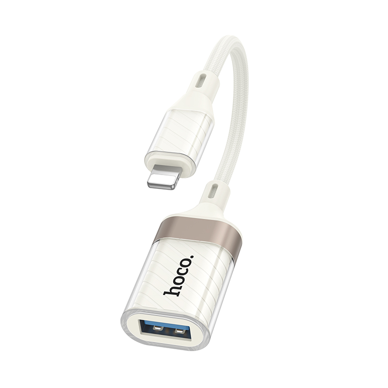 Переходник/Адаптер HOCO UA39 Lightning (m) - USB (f), 13 см, белый фото
