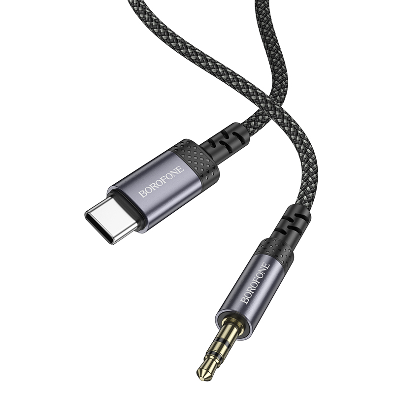 Аудиокабель BOROFONE BL24 Graceful AUX Jack 3,5 (m) - Type-C (m), 1 м, серый металлик фото