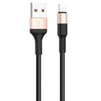 Кабель USB HOCO X26 Xpress USB - Lightning, 2А, 1 м, черный+золотой фото