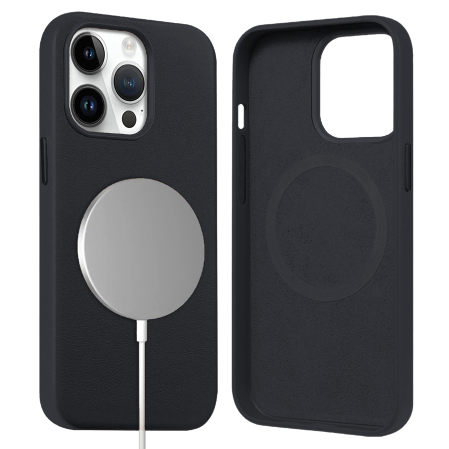 Чехол Leather Case MagSafe для iPhone 14 Pro 6.1", темно-серый (4) фото