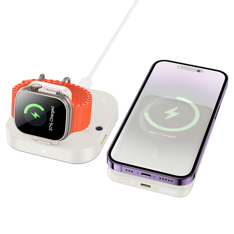 Настольная зарядная станция HOCO CQ16 Astute для iPhone+Apple Watch, 2A, 5W/7.5W/10W/15W, белый фото