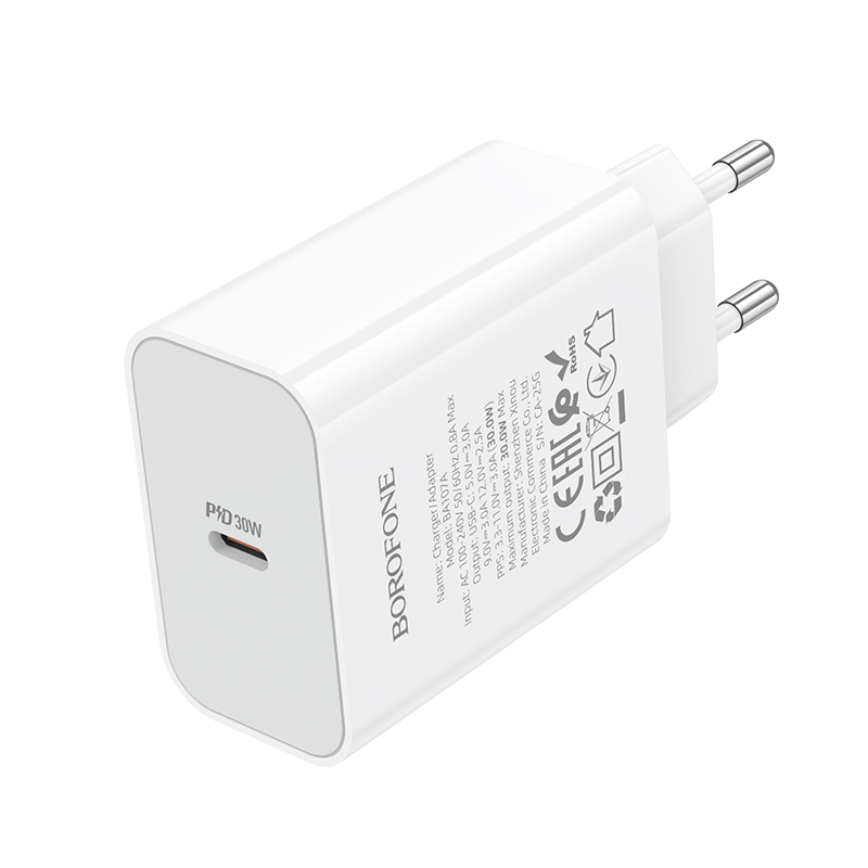Сетевое зарядное устройство BOROFONE BA107A Stellar 1xUSB-C, 30W, белый фото