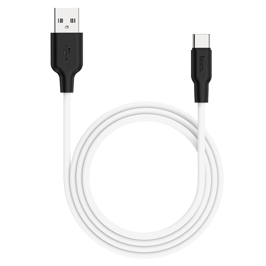 Кабель USB HOCO X21 Plus Silicone USB - Type-C, 3A, 2 м, белый+черный фото