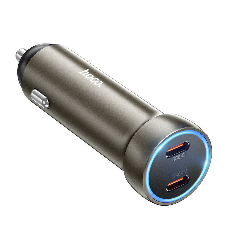 Автомобильное зарядное устройство HOCO Z54B Prosperous, 2xUSB-C, 60W, золотой фото