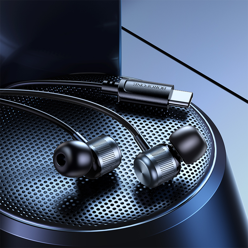 Проводные наушники BOROFONE BM93 Platinum, Type-C, 1.2 м, серый металлик фото