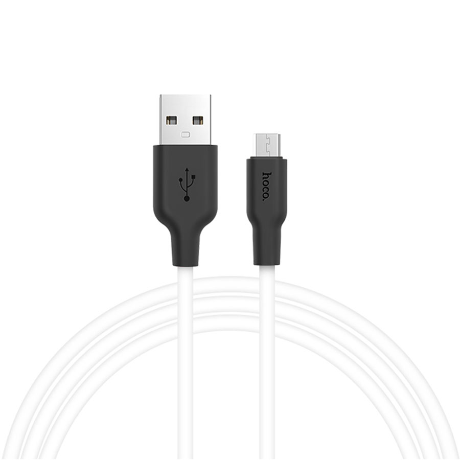 Кабель USB HOCO X21 Silicone USB - MicroUSB, 2А, 1 м, белый+черный фото
