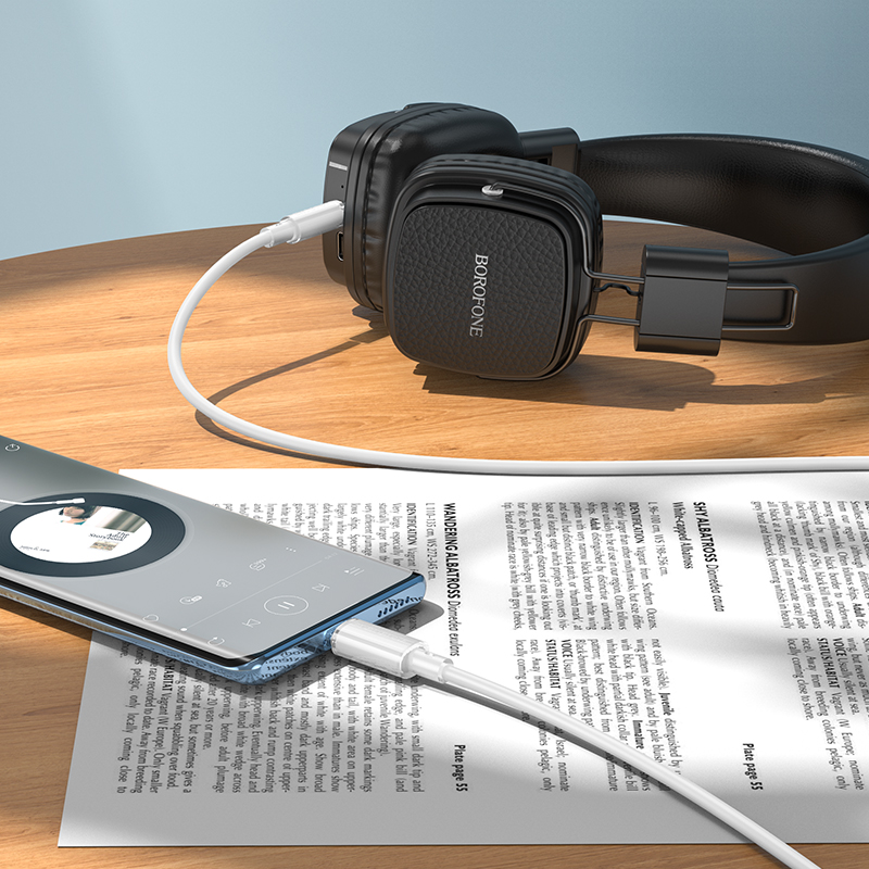 Аудиокабель BOROFONE BL21 Lemon AUX Jack 3,5 (m) - Type-C (m), 1 м, белый фото