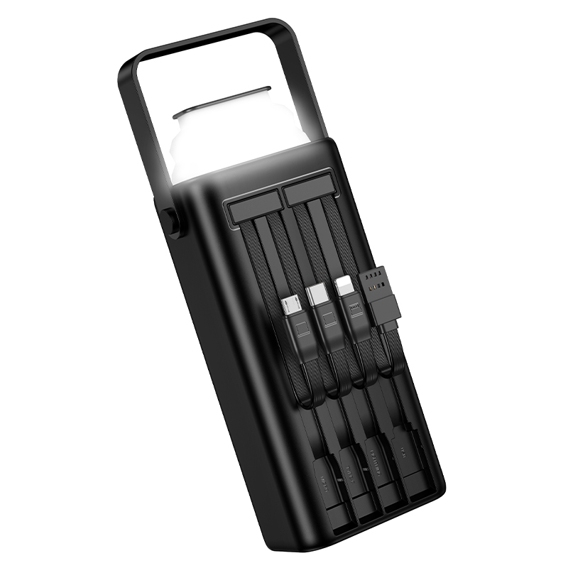 Портативный аккумулятор BOROFONE BJ65 High, встроенный кабель Lightning + Type-C + MircoUSB, 22.5W, 30000 мА⋅ч, черный фото