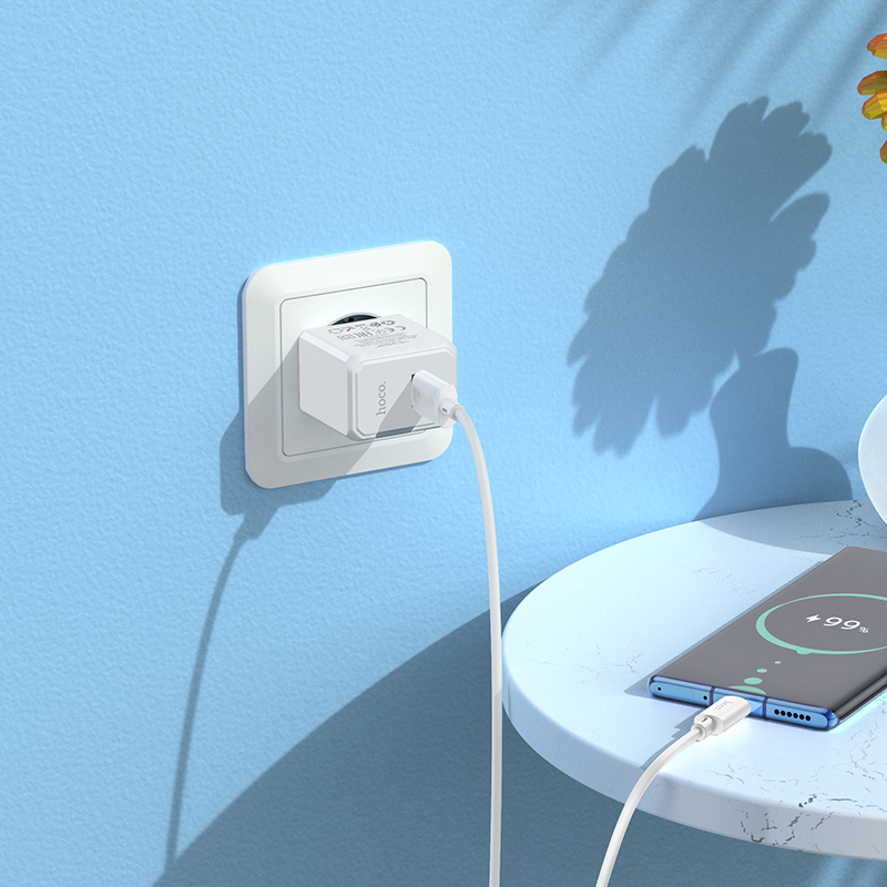Сетевое зарядное устройство HOCO CS11A Ocean 1xUSB с Кабелем USB - Type-C, 2.1A, белый фото