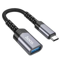 Переходник/Адаптер HOCO UA24 Type-C (m) - USB (f), 16.5 см, серый металлик фото