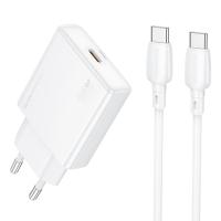 Сетевое зарядное устройство BOROFONE BN23 Wish 1xUSB-C с Кабелем Type-C - Type-C, 20W, белый фото