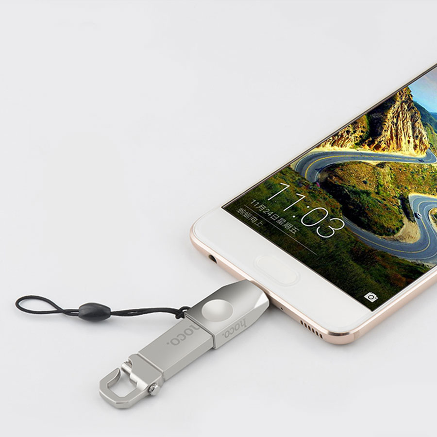 Переходник/Адаптер HOCO UA9 OTG Type-C (m) - USB3.0 (f), жемчужный никель фото