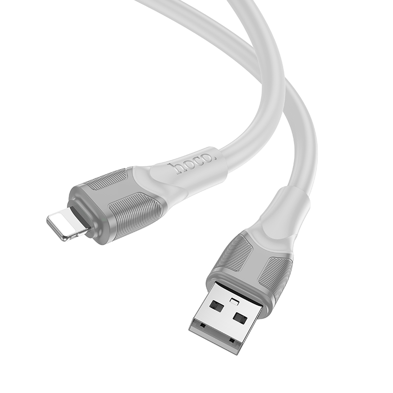 Кабель USB HOCO X106 Big bull USB - Lightning, 2.4А, 12W, 3 м, серый фото
