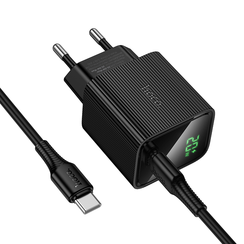 Сетевое зарядное устройство HOCO CS82A Excellent 1xUSB-C с Кабелем Type-C - Type-C, 20W, черный фото