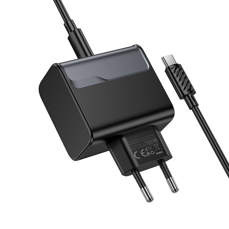 Сетевое зарядное устройство HOCO CS74A Star 1xUSB + 1xUSB-C с Кабелем Type-C - Type-C, 45W, черный фото