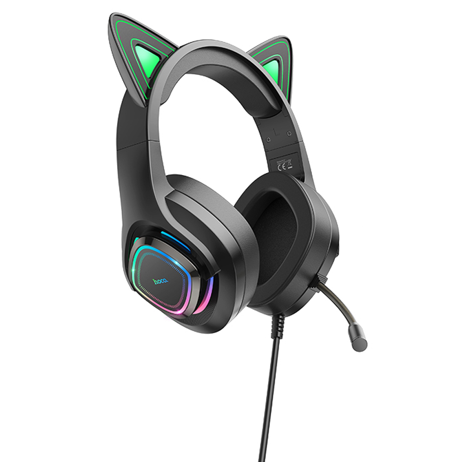 Проводные наушники HOCO W107 Cute cat, USB+Jack 3.5mm, 2 м, elf cat фото