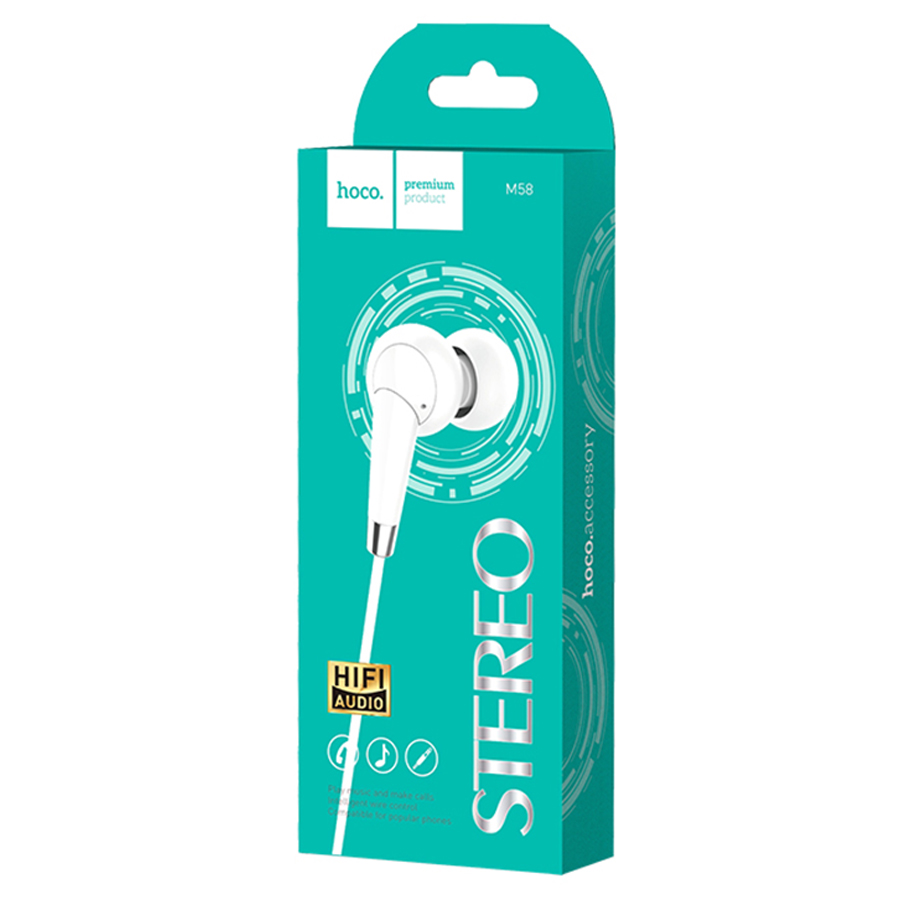 Проводные наушники HOCO M58 Amazing, Jack 3.5mm, 1.2 м, белый фото