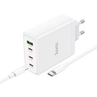 Сетевое зарядное устройство HOCO N31 Leader 1xUSB + 3xUSB-C с Кабелем Type-C - Type-C, 5A, 100W, белый фото