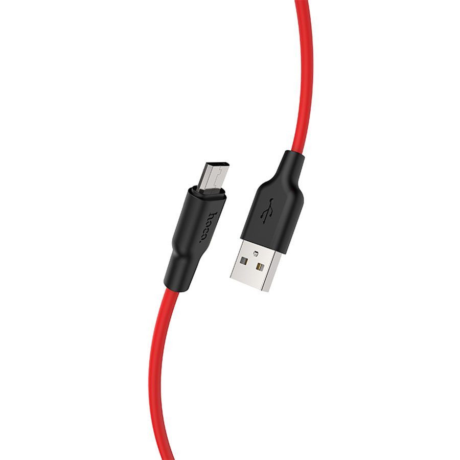 Кабель USB HOCO X21 Plus Silicone USB - MicroUSB, 2.4А, 1 м, красный+черный фото