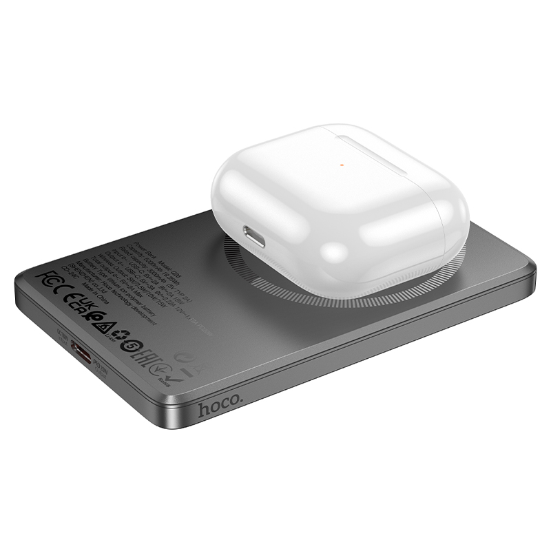 Портативный аккумулятор HOCO Q26 Joy, с беспроводной зарядкой, 20W, 5000 мА⋅ч, серый металлик фото
