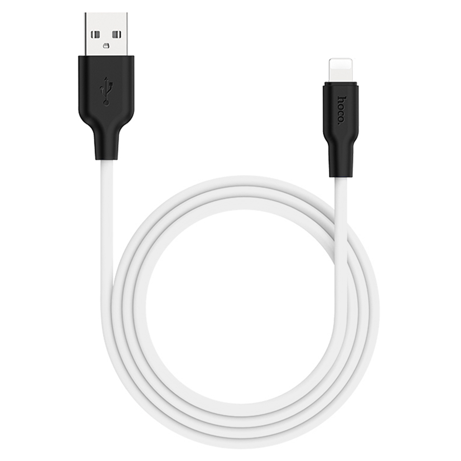 Кабель USB HOCO X21 Plus Silicone USB - Lightning, 2.4А, 2 м, белый+черный фото