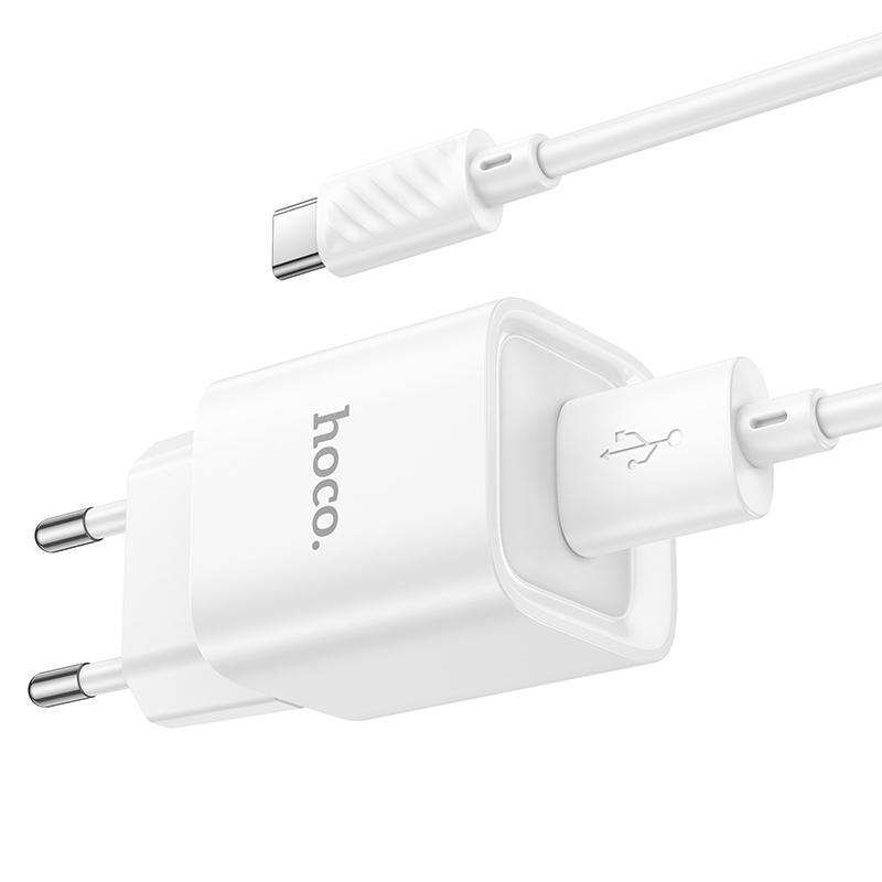 Сетевое зарядное устройство HOCO C145A Charm 1xUSB с Кабелем USB - Type-C, 18W, белый фото