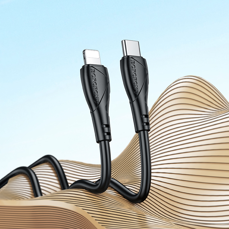 Кабель USB-C BOROFONE BX121 Energy Type-C - Lightning, 27W, 1 м, черный фото