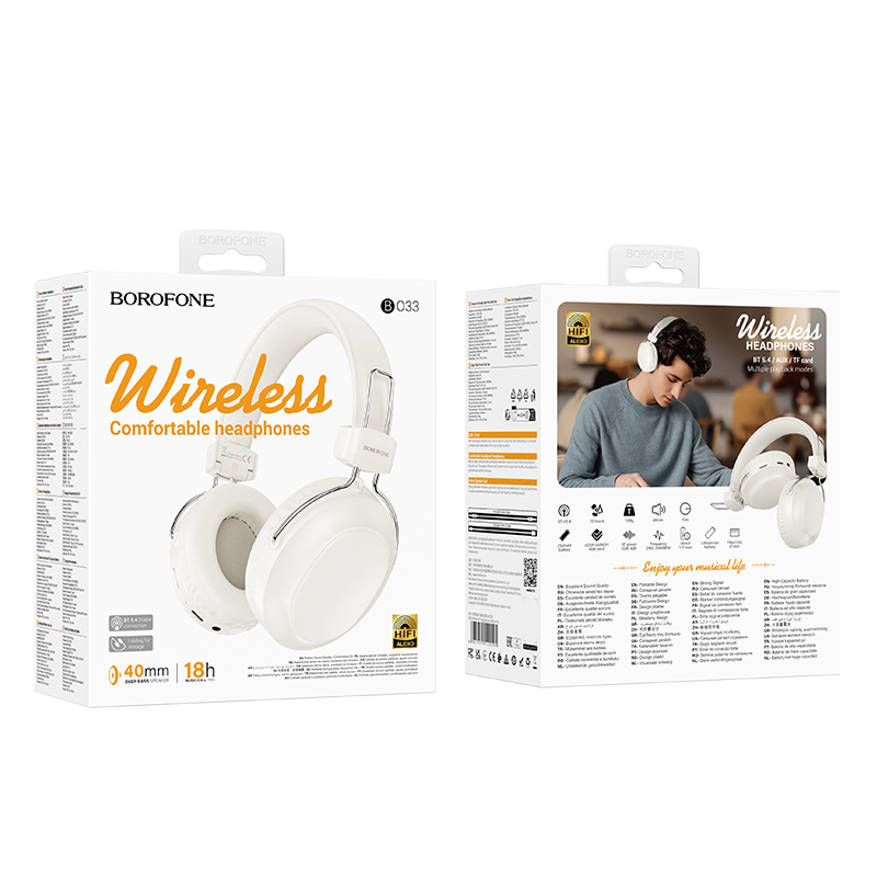 Беспроводные наушники накладные BOROFONE BO33 Melody, Bluetooth, белый фото