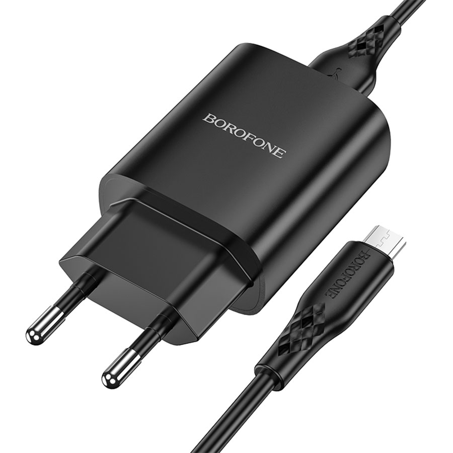 Сетевое зарядное устройство BOROFONE BN1 Innovative 1xUSB с Кабелем USB - Micro, 2.1A, 10W, черный фото