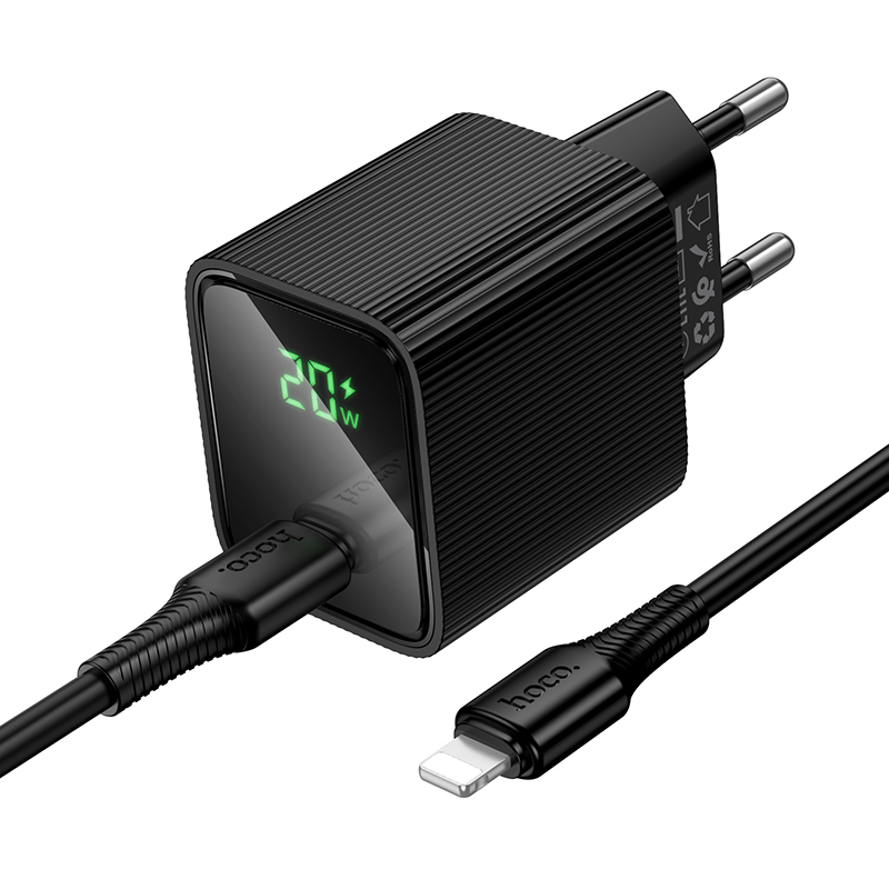 Сетевое зарядное устройство HOCO CS82A Excellent 1xUSB-C с Кабелем Type-C - Lightning, 20W, черный фото