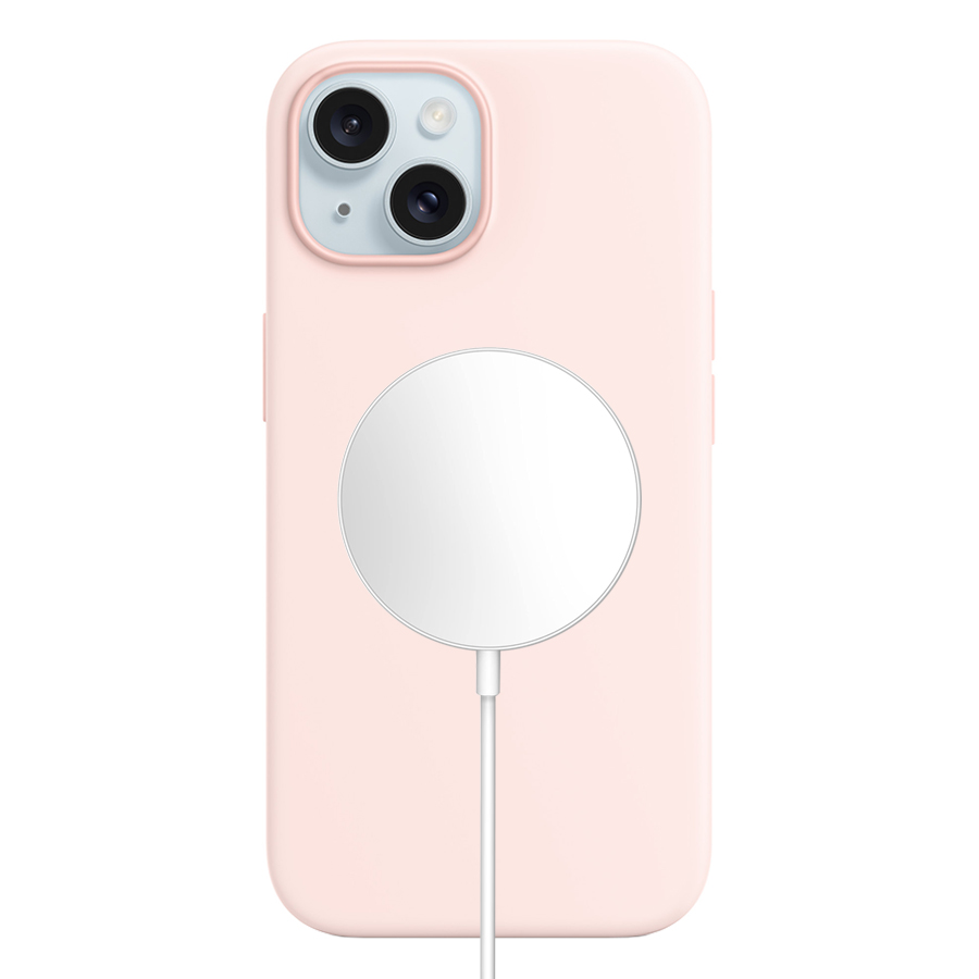 Чехол Silicone Case with MagSafe и Анимация цвета для iPhone 15 6.1", светло-розовый Light Pink (6) фото
