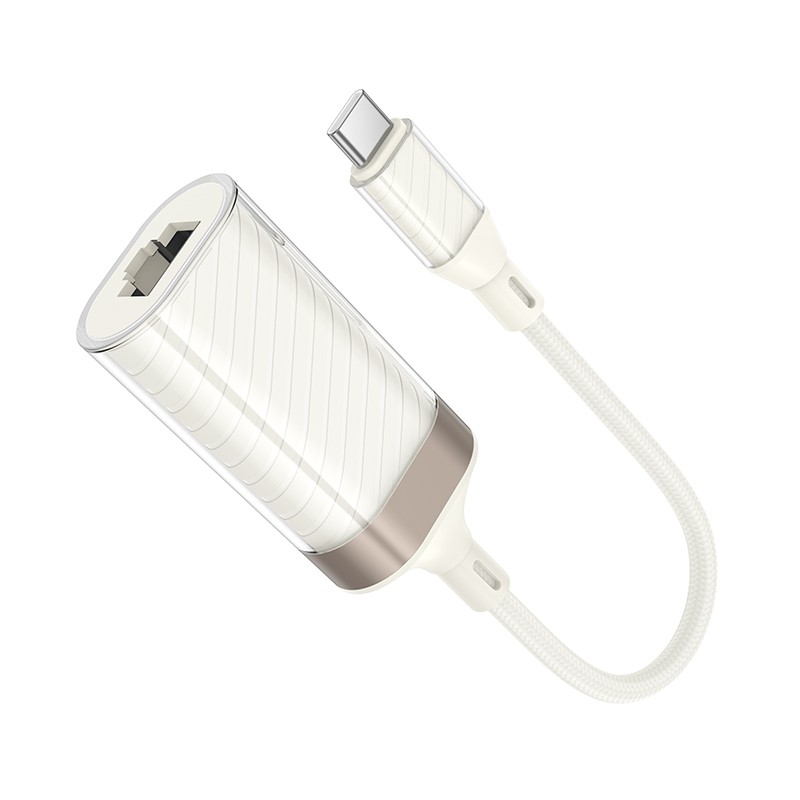 Переходник/Адаптер HOCO UA41B Crystal Type-C (m) - RJ45 (f), 15 см, белый фото