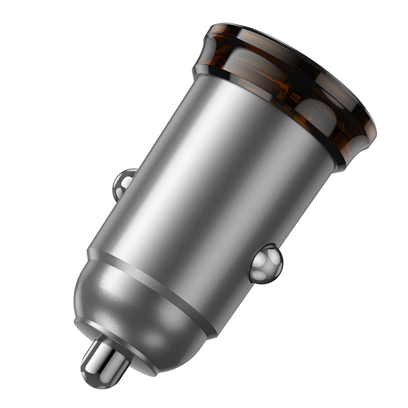 Автомобильное зарядное устройство HOCO NZ16B Rigorous, 2xUSB-C, 45W, серый металлик фото