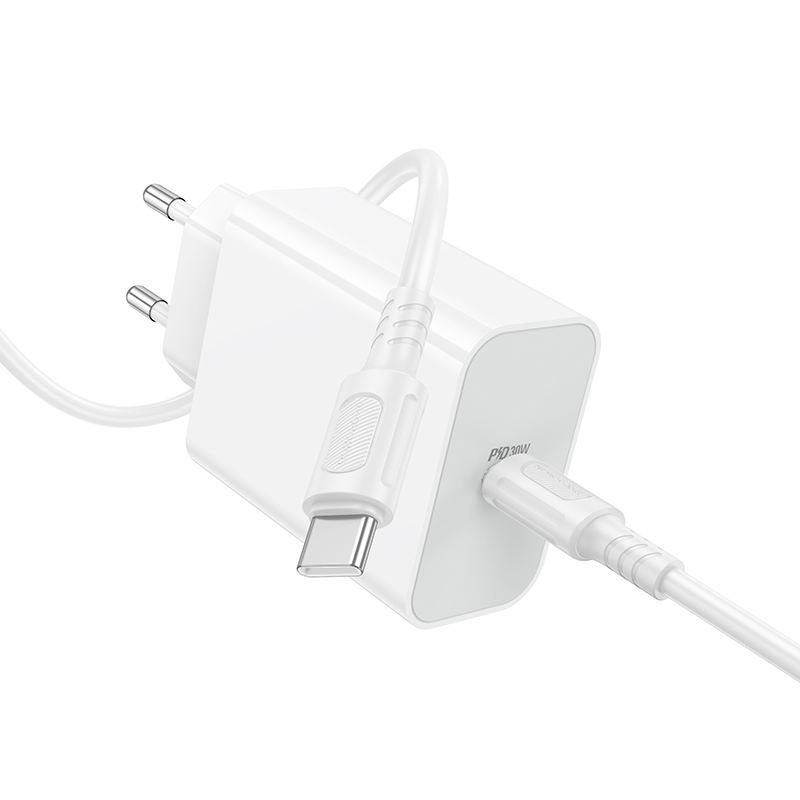 Сетевое зарядное устройство BOROFONE BA107A Stellar 1xUSB-C с Кабелем Type-C - Type-C, 30W, белый фото