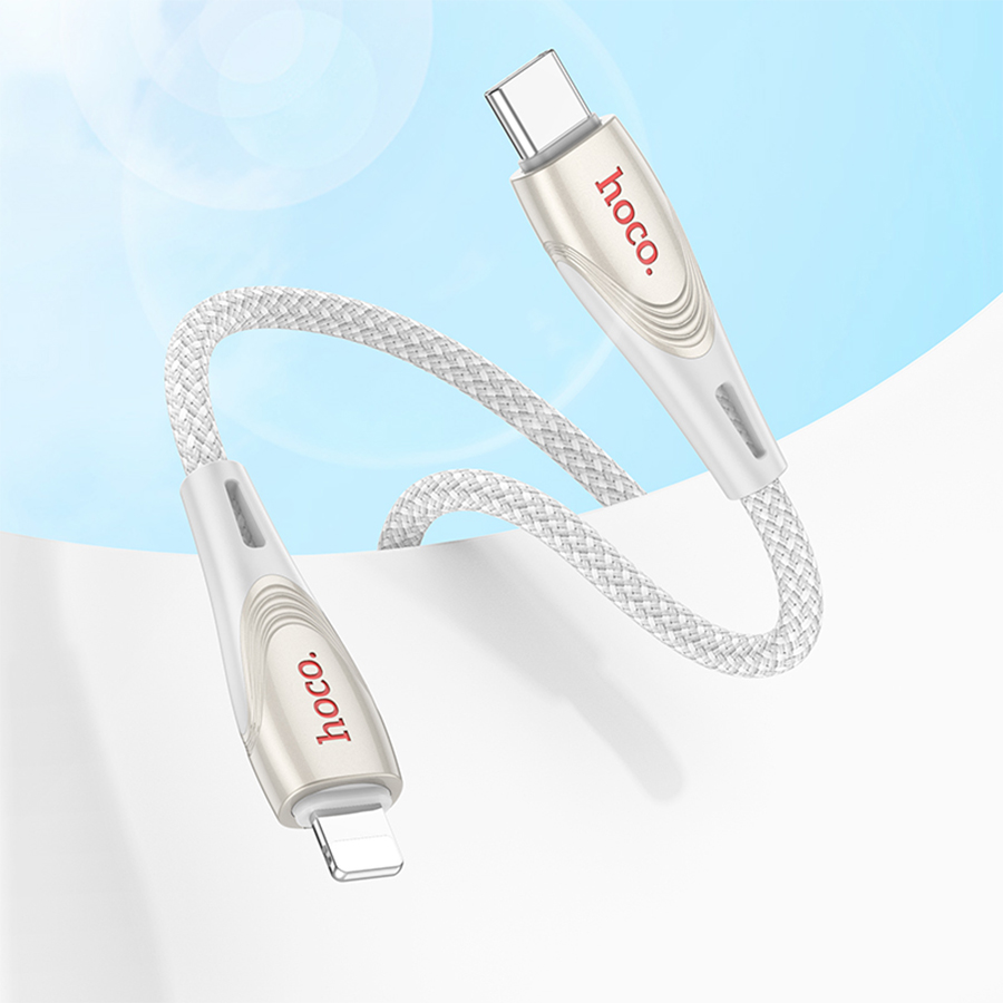 Кабель USB-C HOCO U133 Monte Type-C - Lightning, 27W, 1.2 м, серый фото