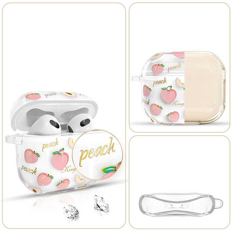 Чехол пластиковый Kingxbar со шнурком для Airpods Pro, прозрачный, персики (4) фото