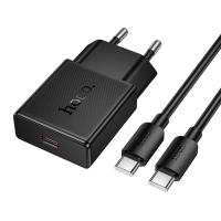 Сетевое зарядное устройство HOCO N72 Speed 1xUSB-C с Кабелем Type-C - Type-C, 20W, черный фото