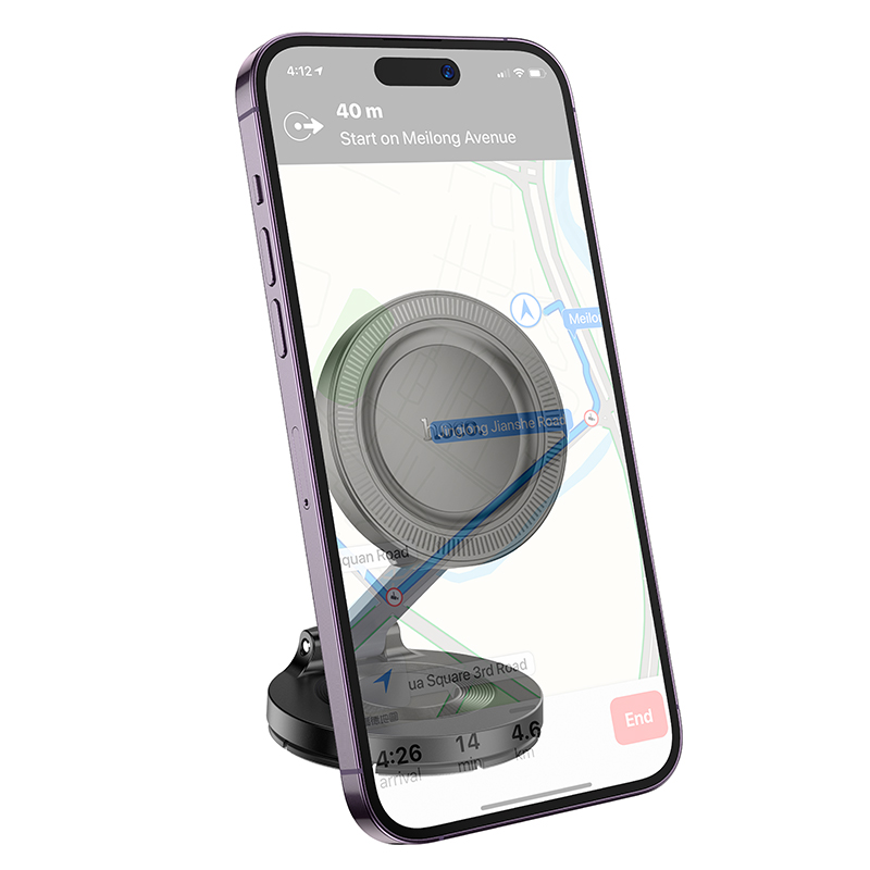 Автомобильный держатель HOCO H61 Show folding, магнитный, на приборную панель, черный+серый металлик фото