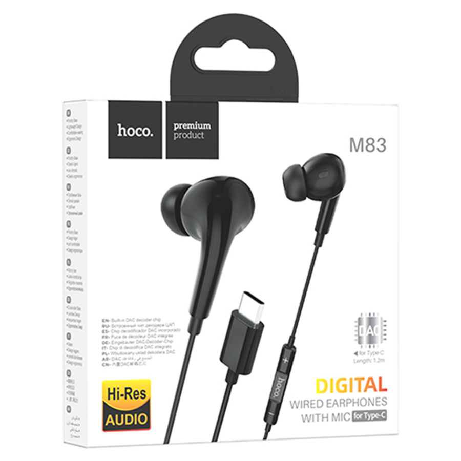 Проводные наушники HOCO M83 Type-C Original, Type-C, 1.2 м, черный фото
