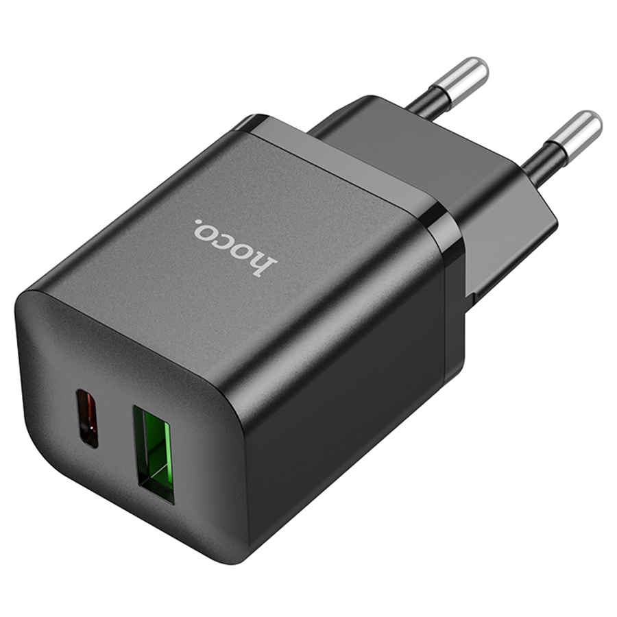 Сетевое зарядное устройство HOCO N28 Founder 1xUSB + 1xUSB-C, 20W, черный фото