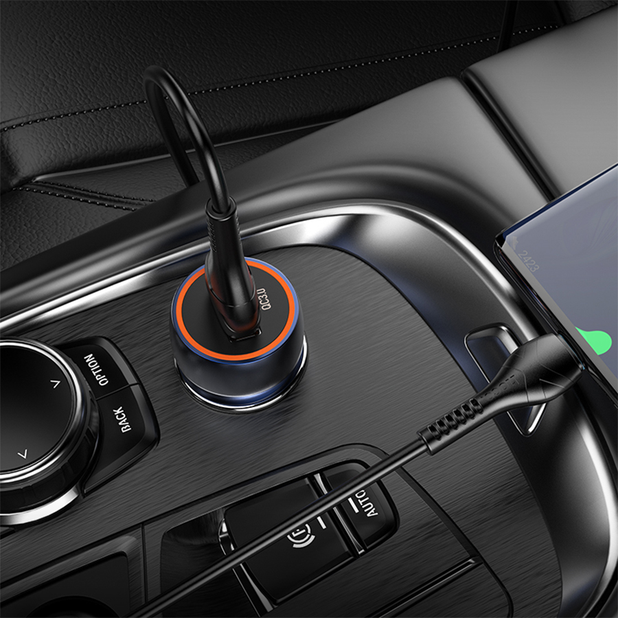 Автомобильное зарядное устройство HOCO Z46 Blue shield, 1xUSB, 18W, серый металлик фото