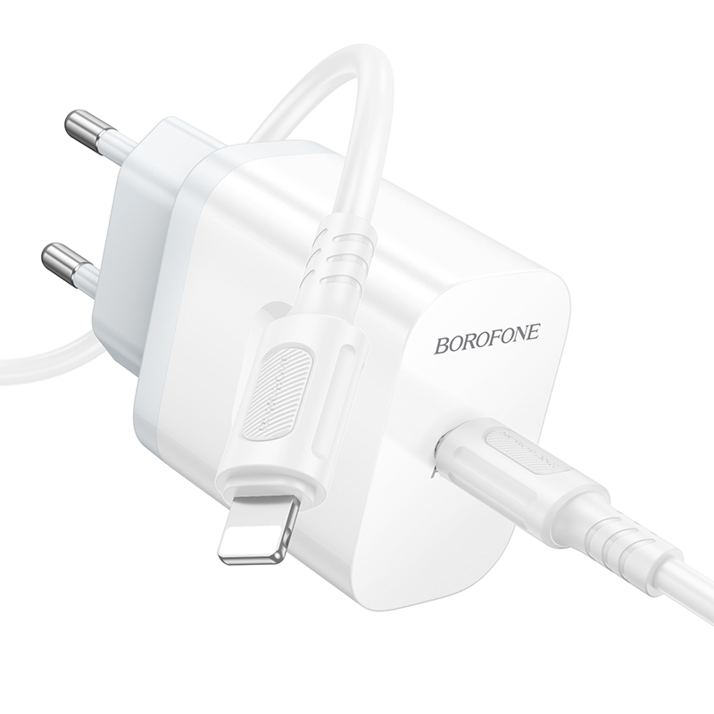 Сетевое зарядное устройство BOROFONE BA99A Breeze 1xUSB-C с Кабелем Type-C - Lightning, 20W, белый фото