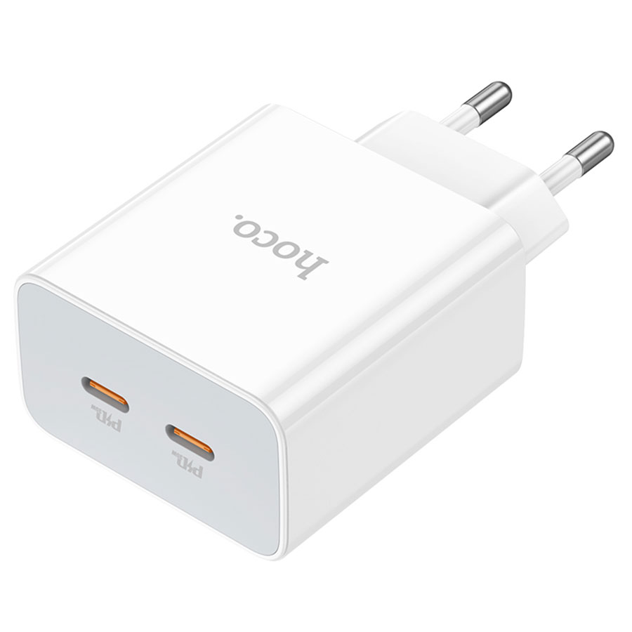 Сетевое зарядное устройство HOCO C108A Leader 2xUSB-C, 3.0A, 35W, белый фото
