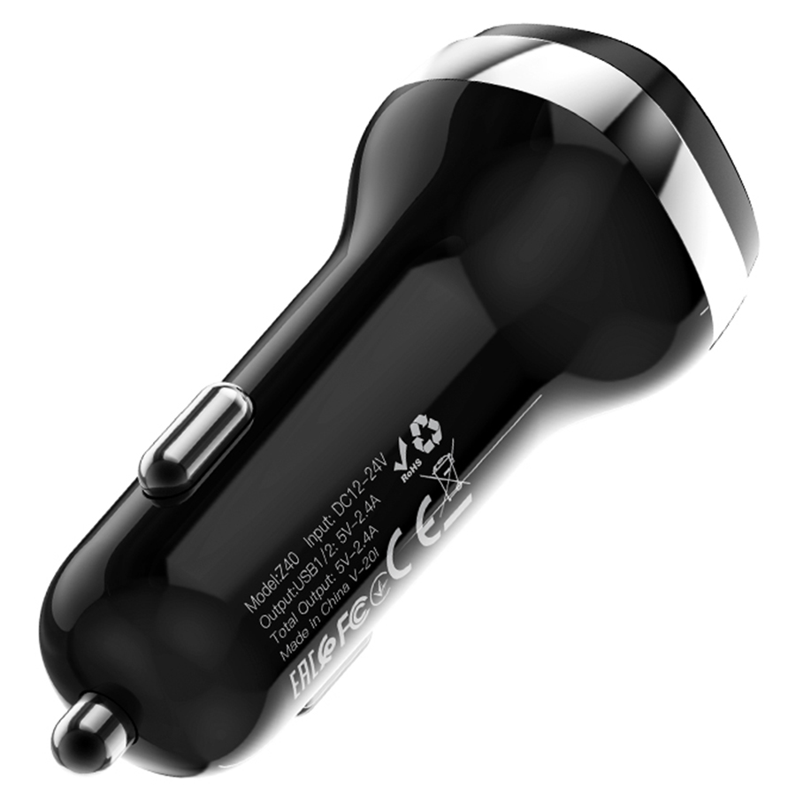 Автомобильное зарядное устройство HOCO Z40 Superior, 2xUSB, 2.4A, черный фото