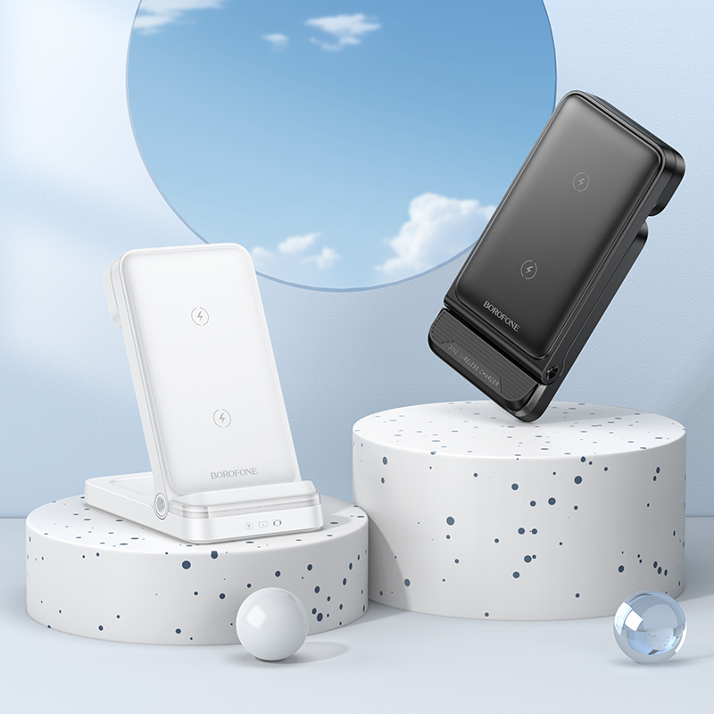 Настольная зарядная станция BOROFONE BQ33 Clever для iPhone+Airpods+Apple Watch с Кабелем USB - Type-C, 5W/7.5W/10W/15W, белый фото